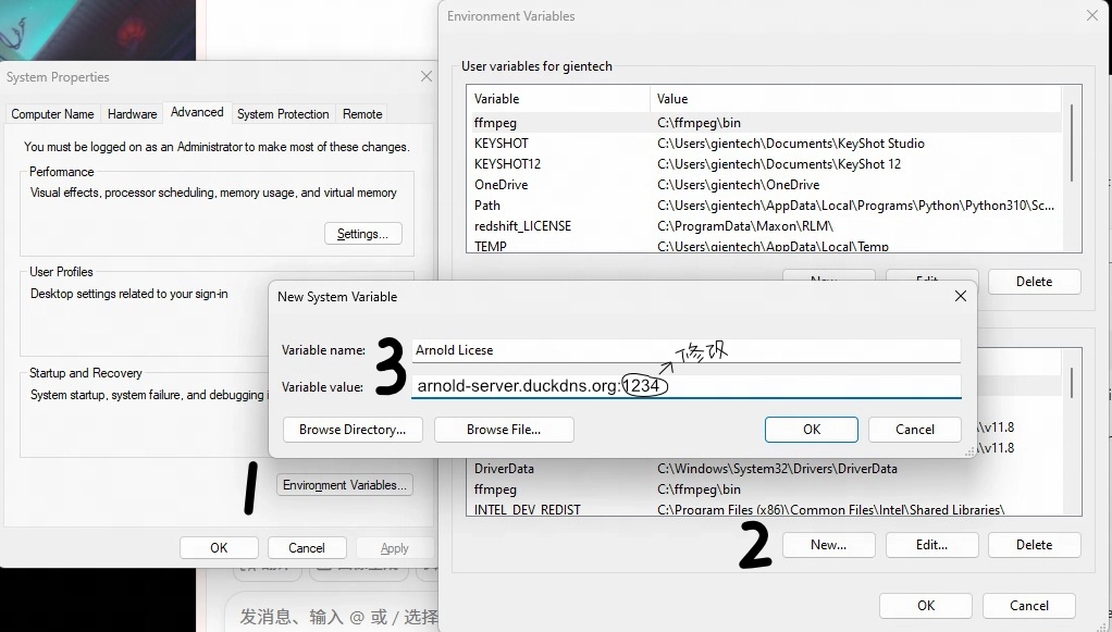 环境变量设置示意图